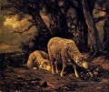 Mouton dans une forêt animalier Charles Émile Jacque